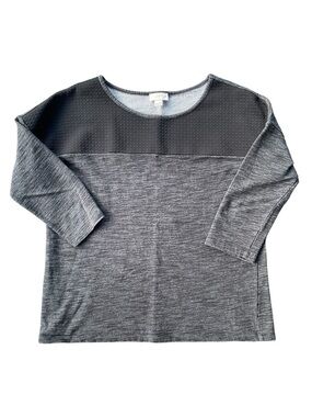 LOFT Charcoal Gray Textured Knit Top 3/4 length sleeves